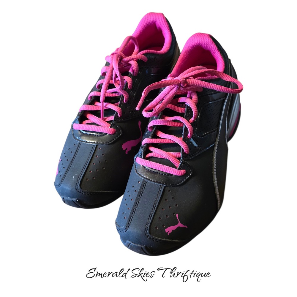 PUMA girls Tazon Cross-Trainer Shoe black and purple  189877. Free shipping